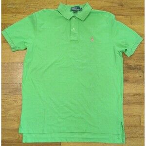 Polo Ralph Lauren Mens L Green Shirt Pink Pony Preppy City S/S 100% Cotton